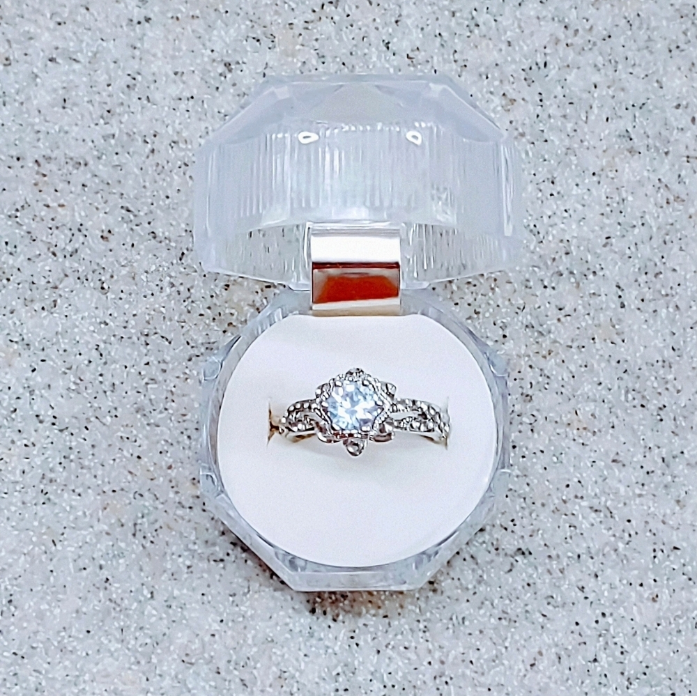 VICTORIAN STYLE RHODIUM PLATED STAINLESS STEEL CZ RING WOMEN'S SIZE 7 - Picture 6 of 6